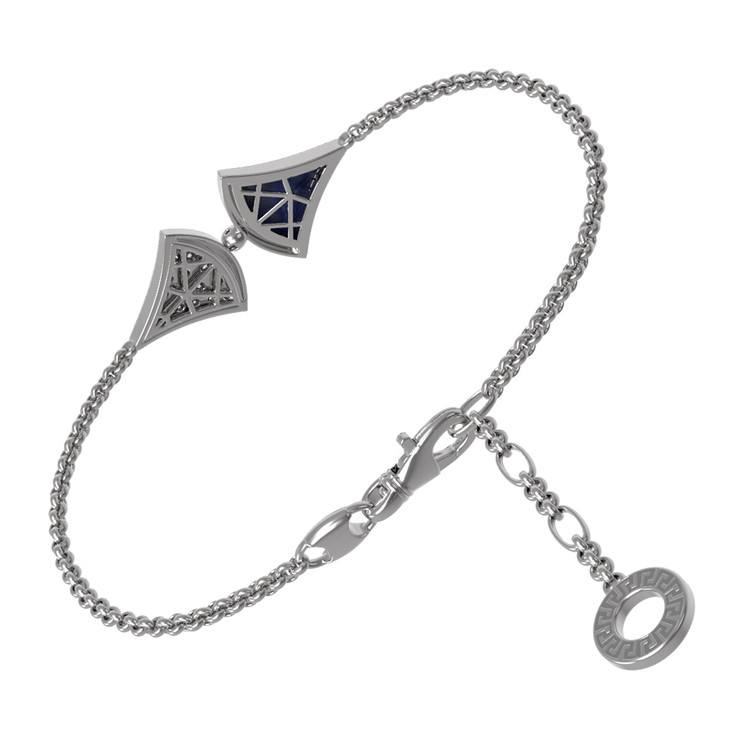 Браслет из белого золота c бриллиантами и лазуритом