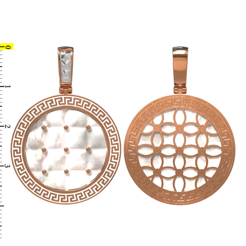 Подвеска из золота c эмалью и перламутром