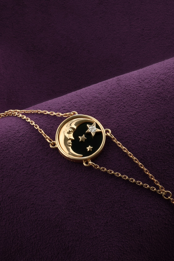 Браслет из лимонного золота c бриллиантами и ониксом