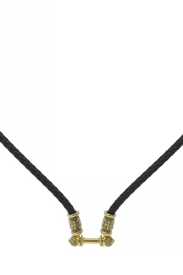 Гайтан из лимонного золота c кожаным шнурком