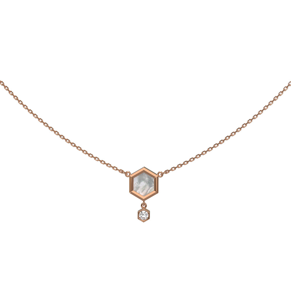 Колье из золота c бриллиантами и перламутром