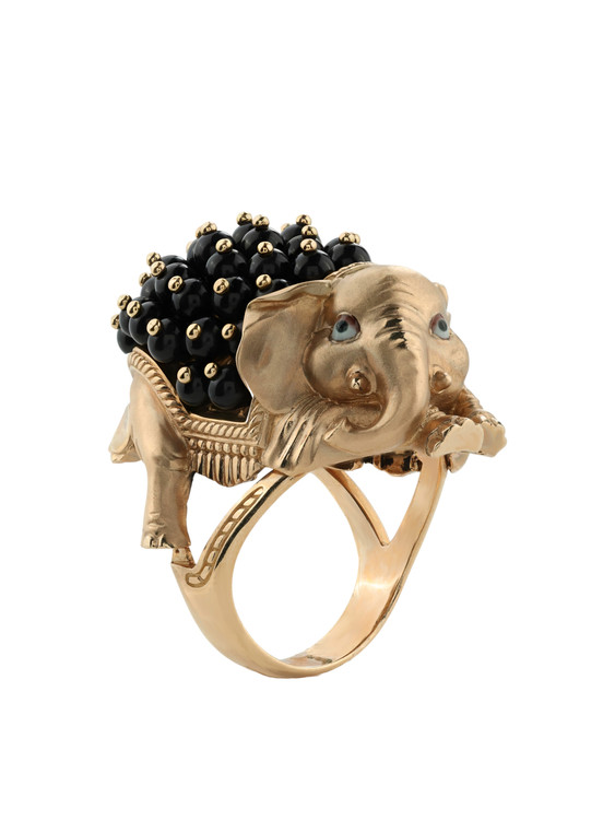 Кольцо из золота c эмалью и ониксом