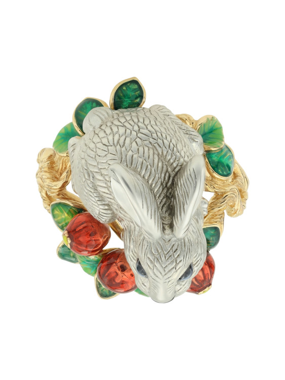 Кольцо из лимонного золота c эмалью