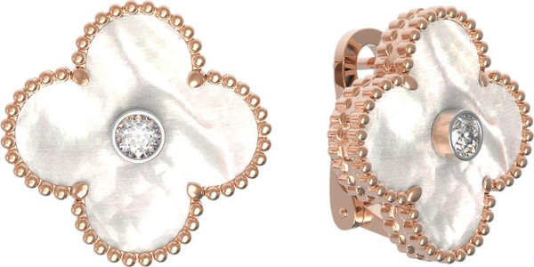 Серьги из золота c бриллиантами и перламутром