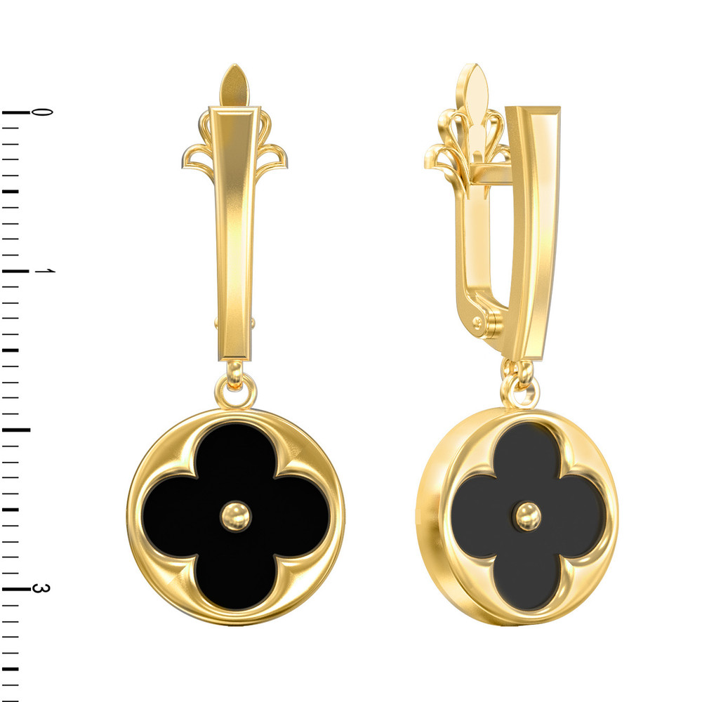 Серьги из лимонного золота c ониксом