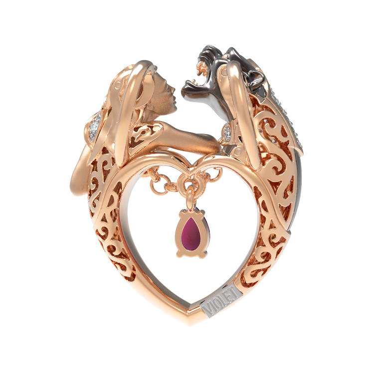 Подвеска из золота c фианитом и гранатом