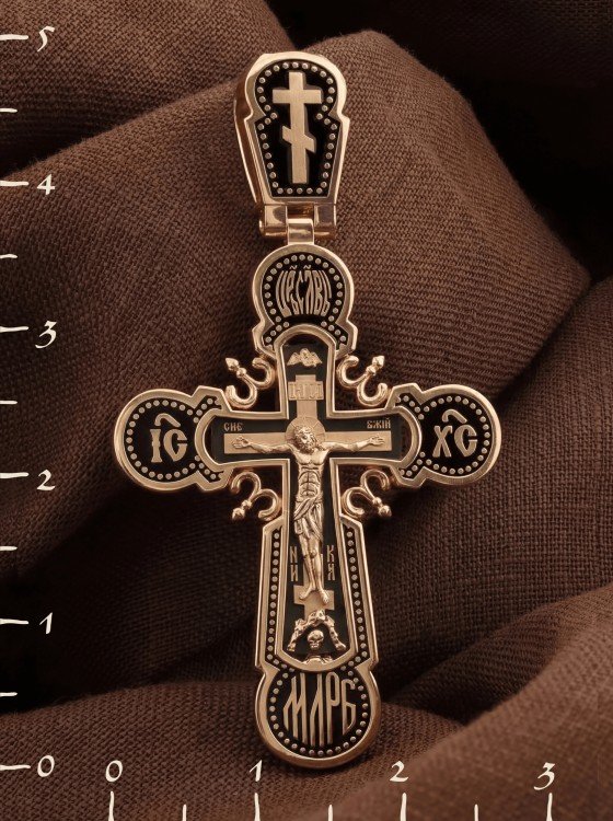 Крест из золота c эмалью