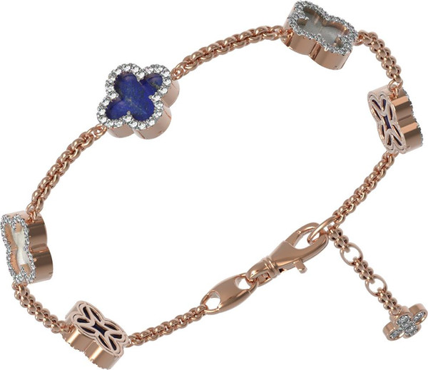 Браслет из золота c бриллиантами, лазуритом и перламутром