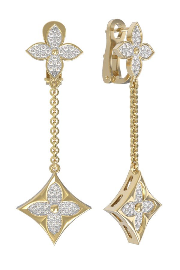 Серьги из лимонного золота c бриллиантами