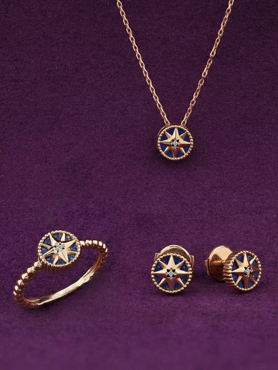 Серьги из золота c бриллиантами и лазуритом