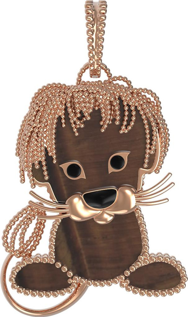 Подвеска из золота c эмалью и тигровым глазом