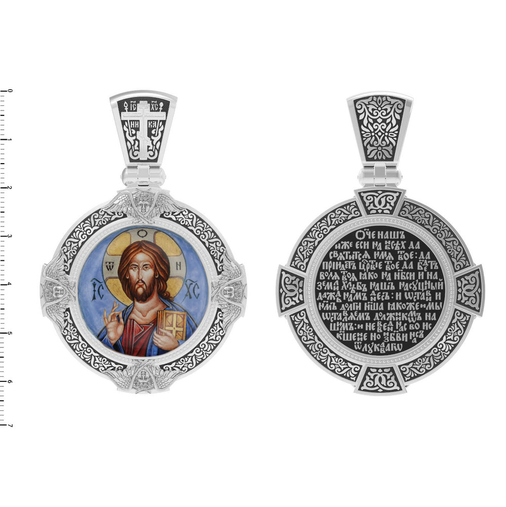 Образок из белого золота c эмалью, иконописью и темперой
