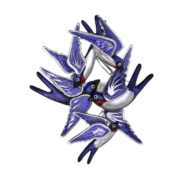 Кольцо из белого золота c эмалью