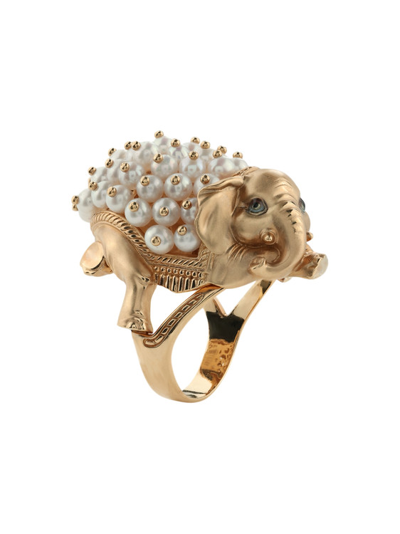 Кольцо из золота c эмалью и жемчугом