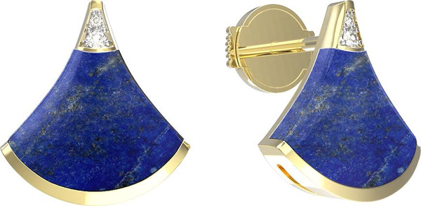 Серьги из лимонного золота c бриллиантами и лазуритом