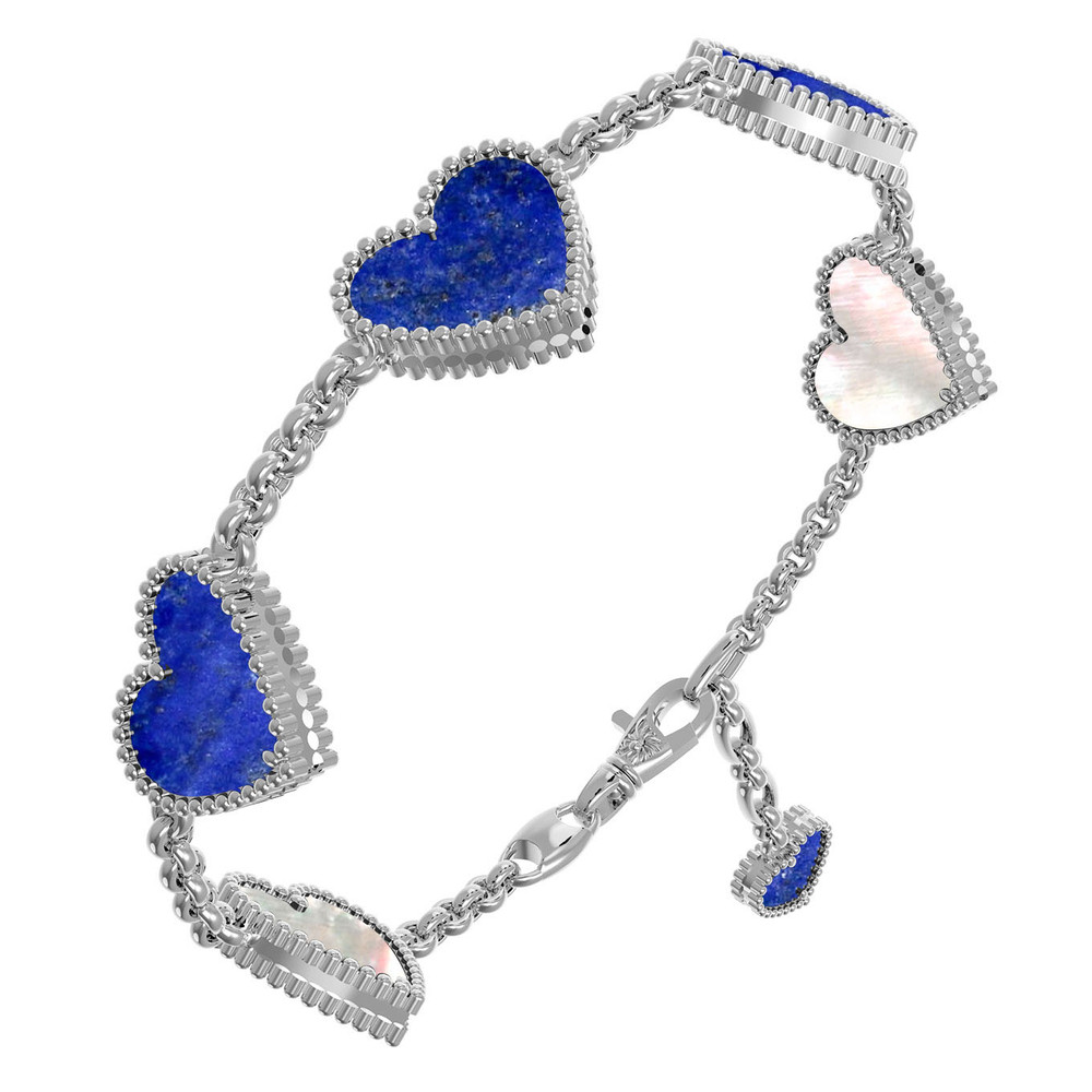 Браслет из белого золота c лазуритом и перламутром