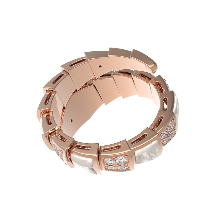 Кольцо из золота c бриллиантами и перламутром