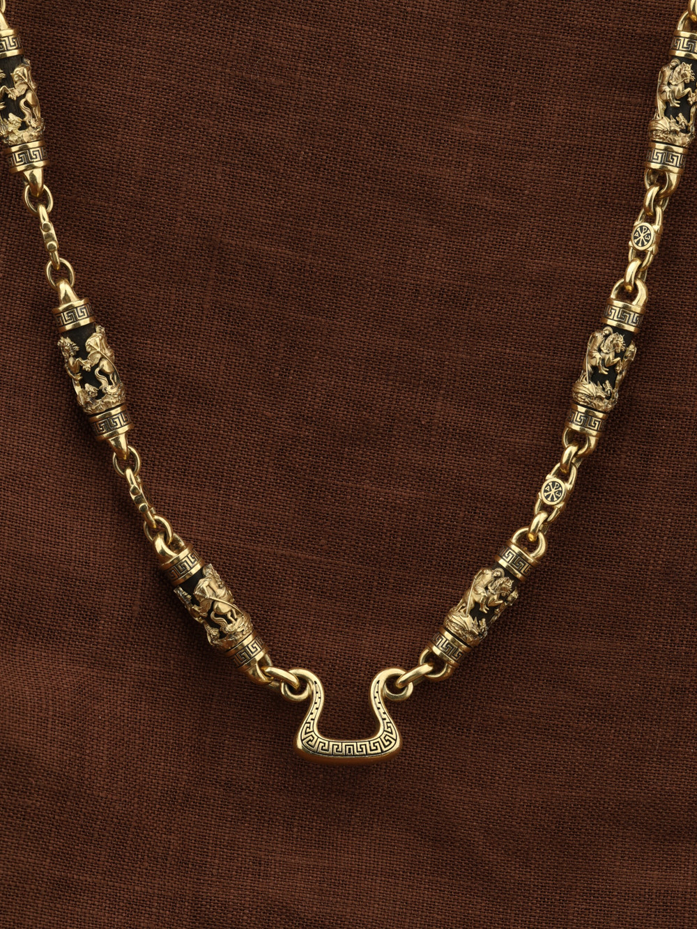 Цепь из лимонного золота c эмалью и эбеновым деревом