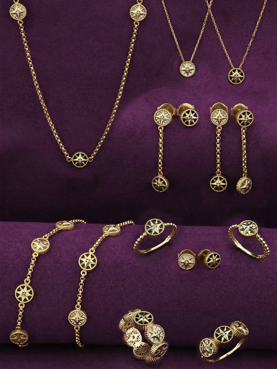 Колье из лимонного золота c бриллиантами и перламутром