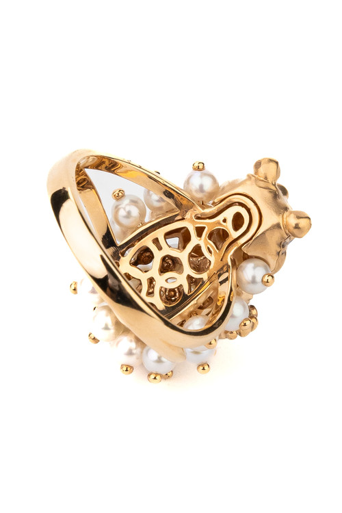 Кольцо из золота c эмалью и жемчугом