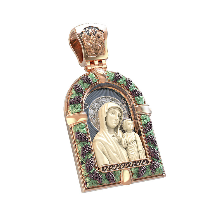 Образок из золота c эмалью и бивнем мамонта