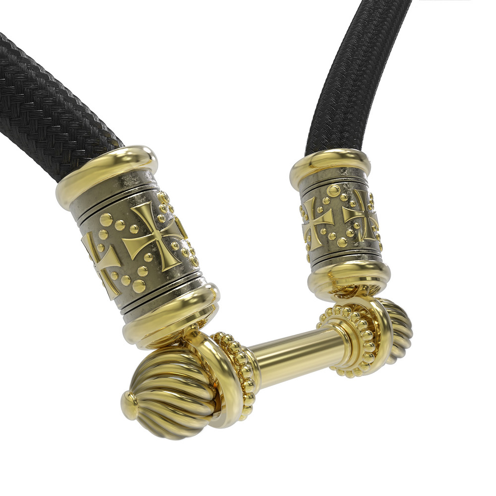 Шнурок шёлковый из лимонного золота c шёлковым шнурком