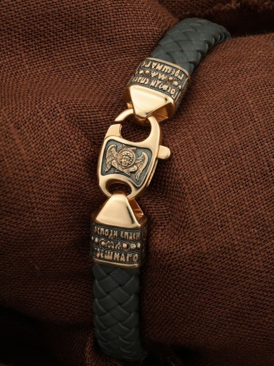 Браслет из золота c кожаным шнурком