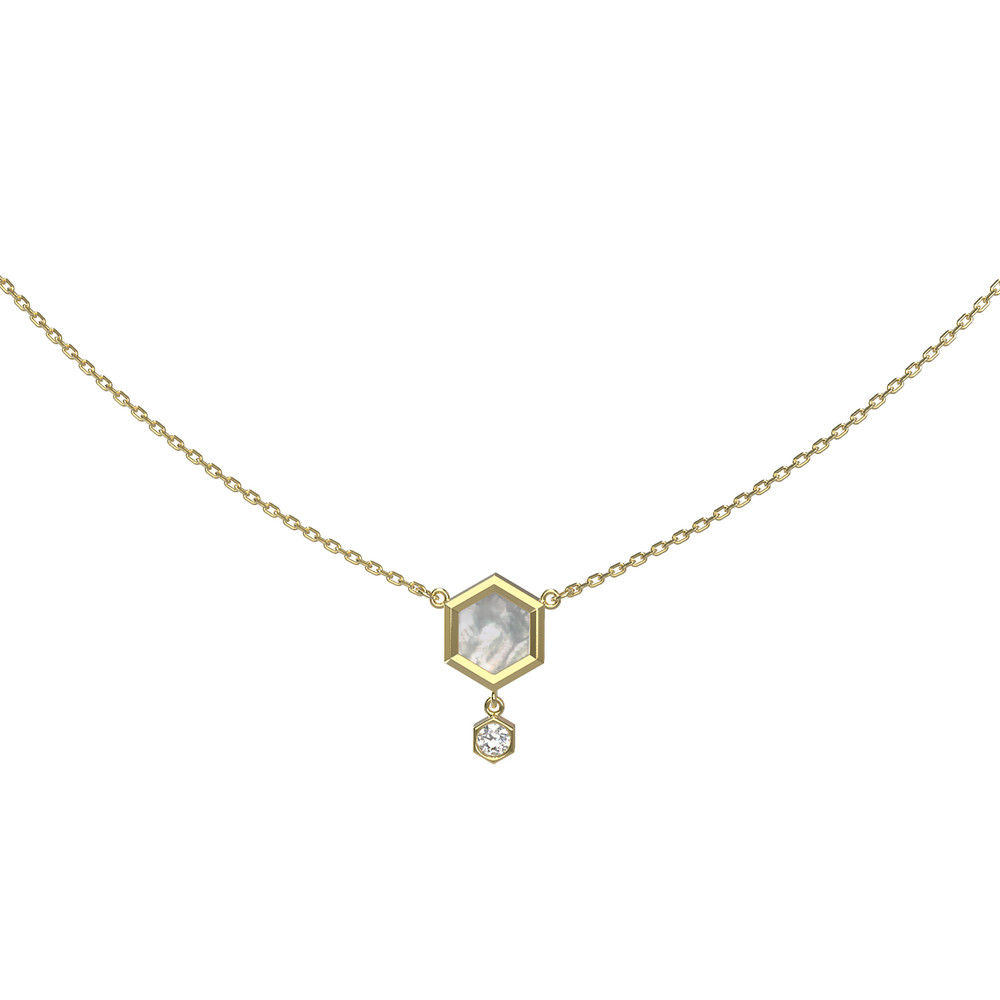 Колье из лимонного золота c бриллиантами и перламутром