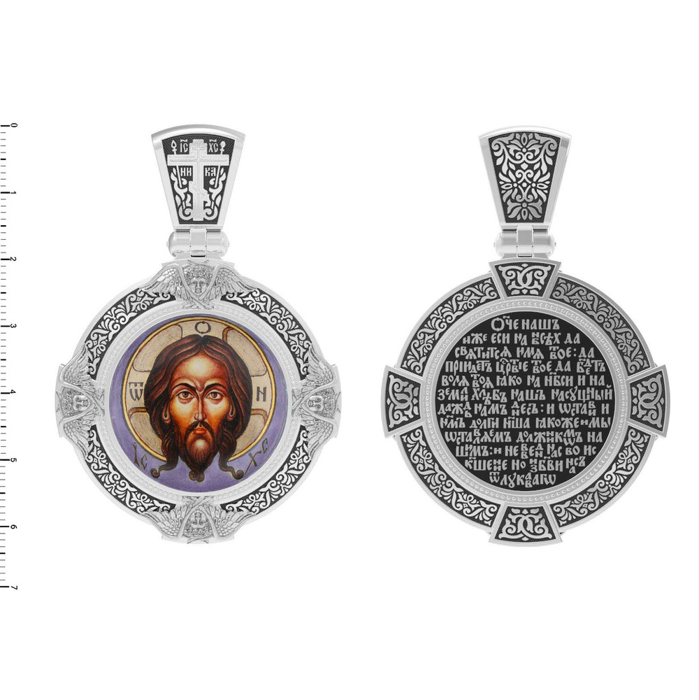 Образок из белого золота c эмалью, иконописью и темперой