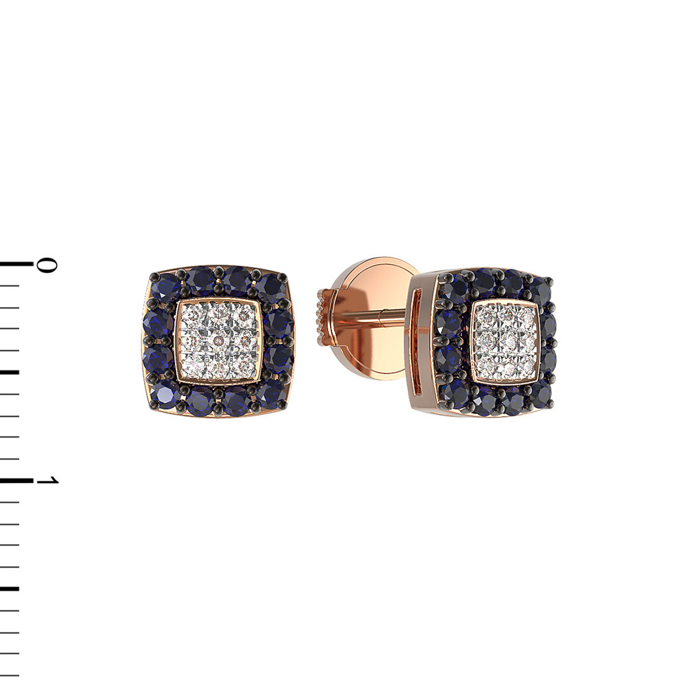 Серьги из золота c бриллиантами и сапфиром