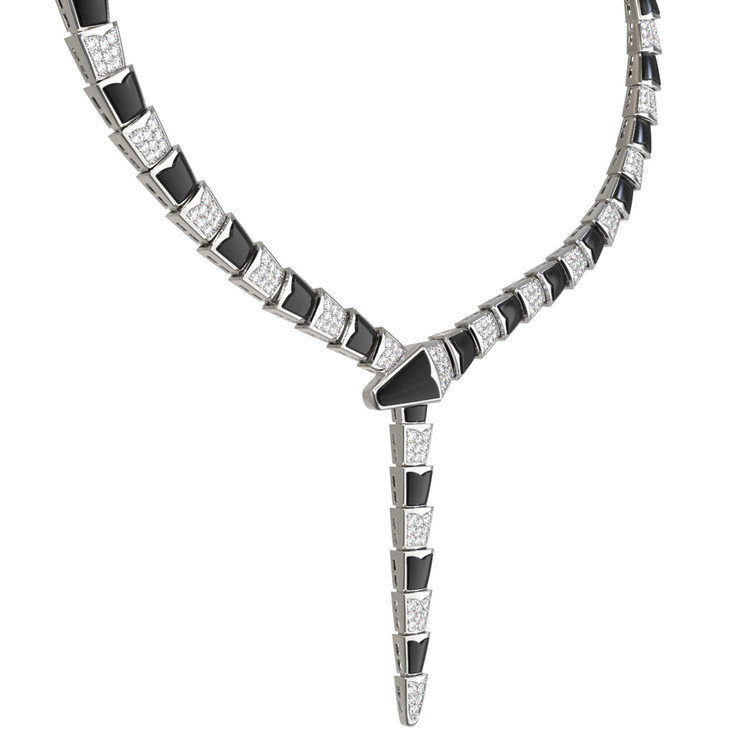 Колье из белого золота c бриллиантами и ониксом