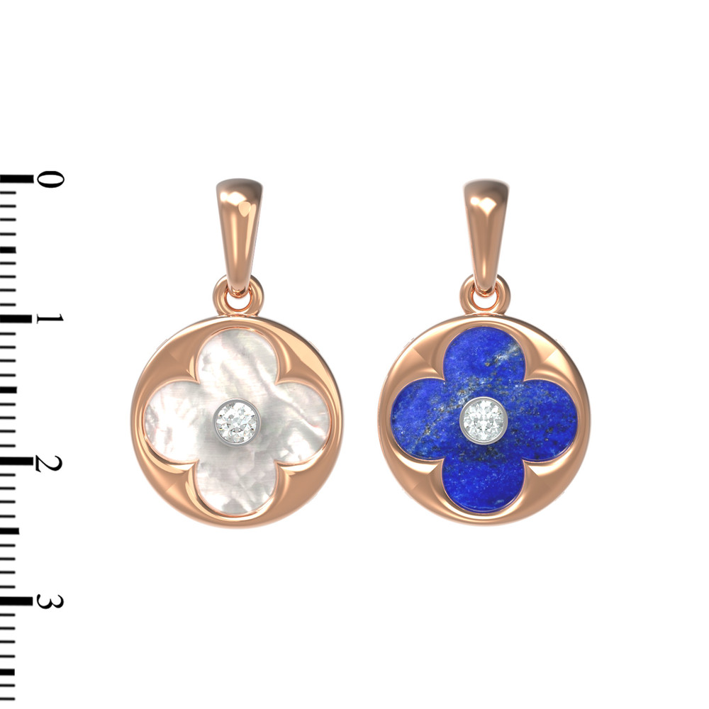 Подвеска из золота c бриллиантами, лазуритом и перламутром