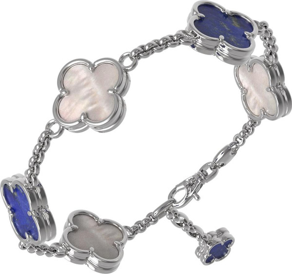 Браслет из белого золота c лазуритом и перламутром