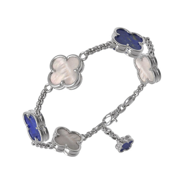 Браслет из белого золота c лазуритом и перламутром