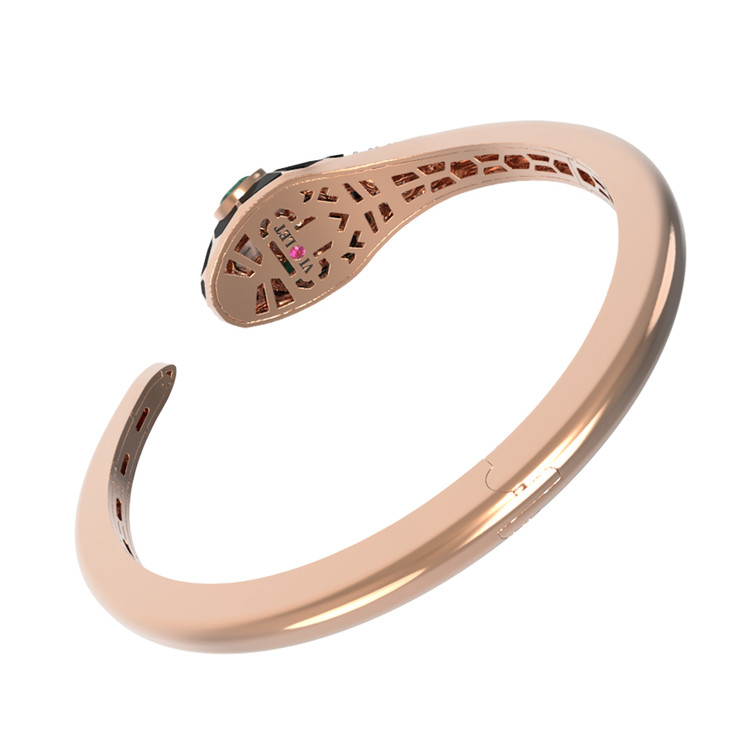 Браслет из золота c бриллиантами, рубином, ониксом, малахитом и перламутром