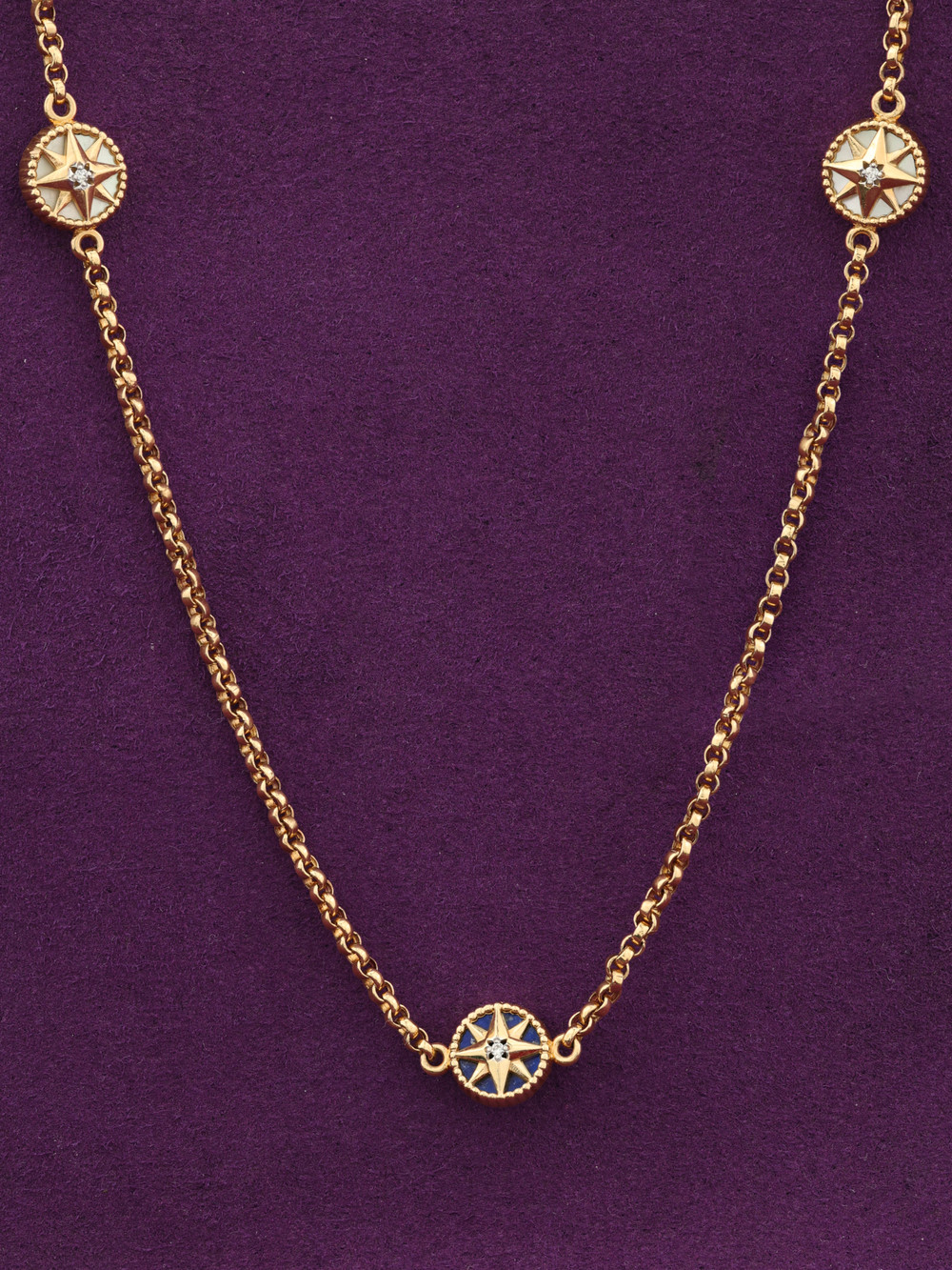 Колье из золота c бриллиантами, лазуритом и перламутром