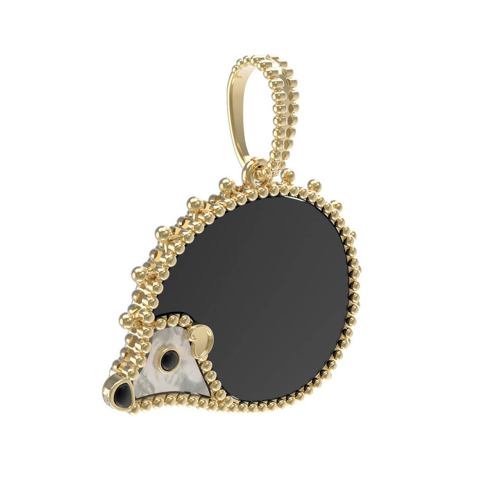 Подвеска из лимонного золота c эмалью, ониксом и перламутром