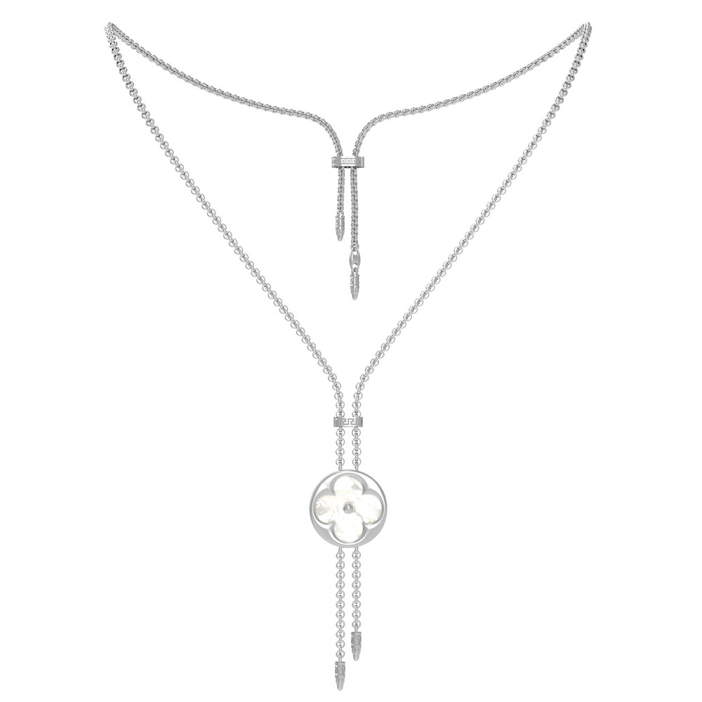 Колье из белого золота c лазуритом и перламутром