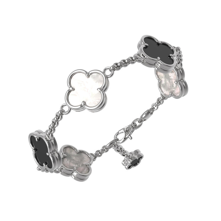 Браслет из белого золота c ониксом и перламутром