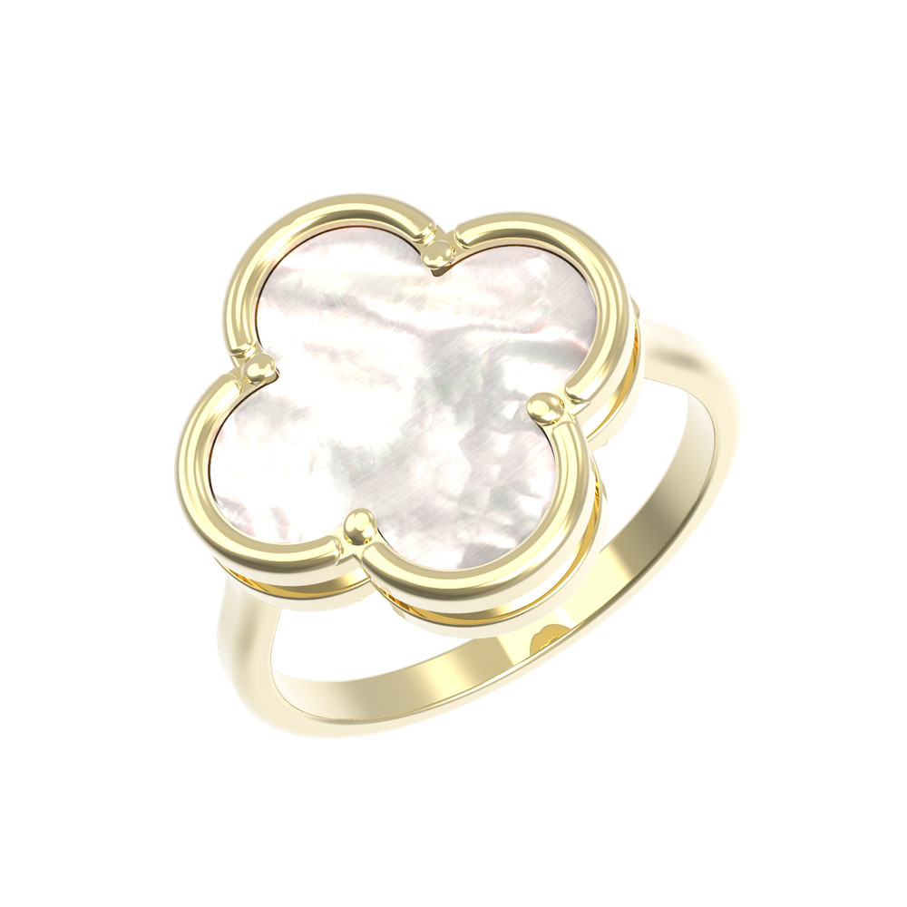 Кольцо из лимонного золота c перламутром
