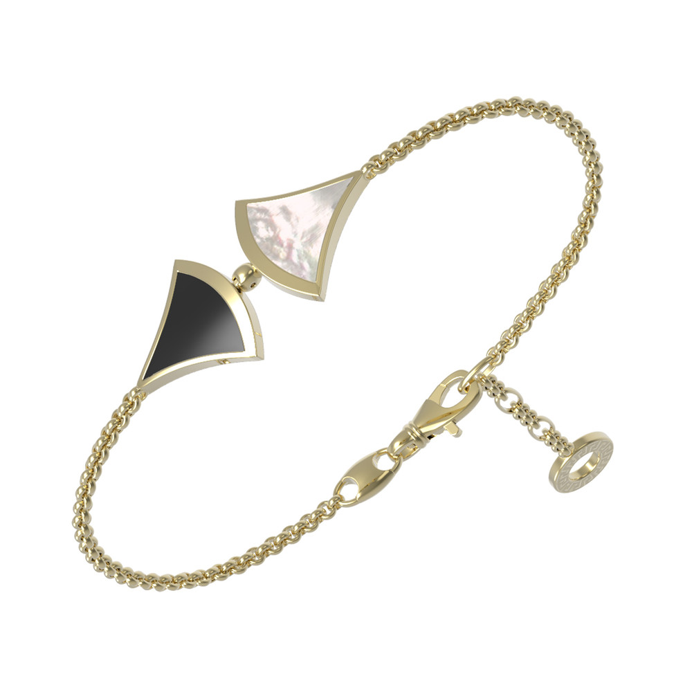 Браслет из лимонного золота c ониксом и перламутром