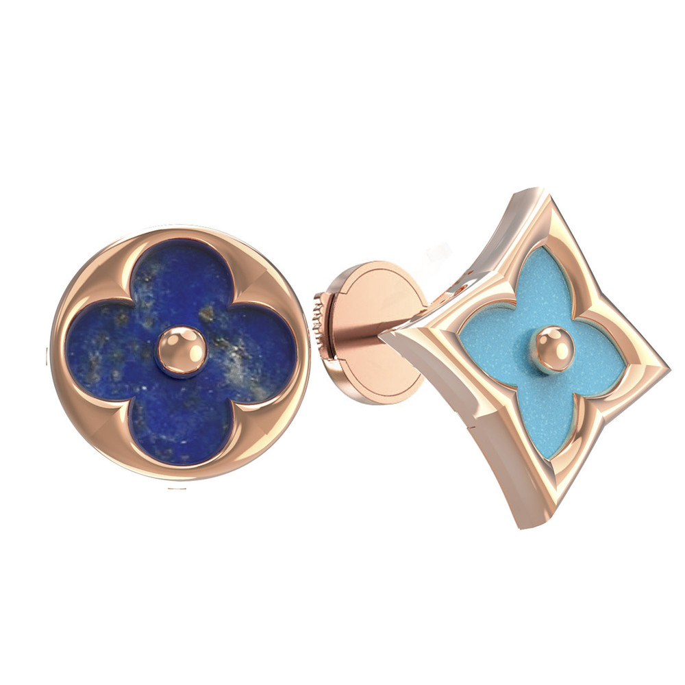 Серьги из золота c бирюзой и лазуритом