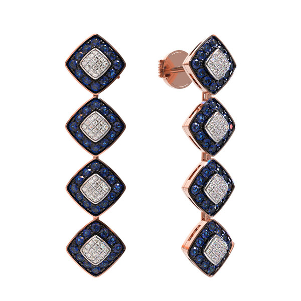 Серьги из золота c бриллиантами и сапфиром