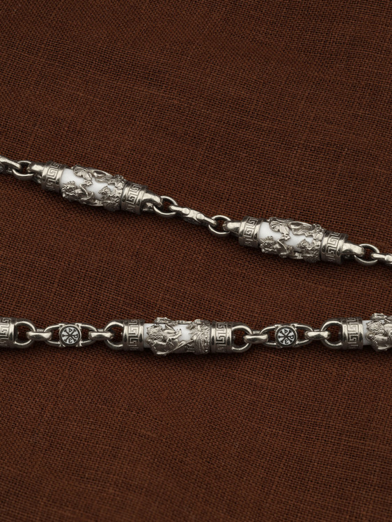 Цепь из белого золота c эмалью и бивнем мамонта