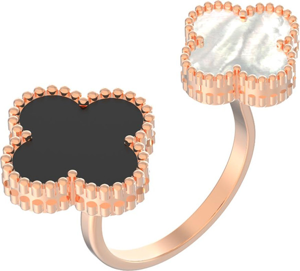 Кольцо из золота c ониксом и перламутром