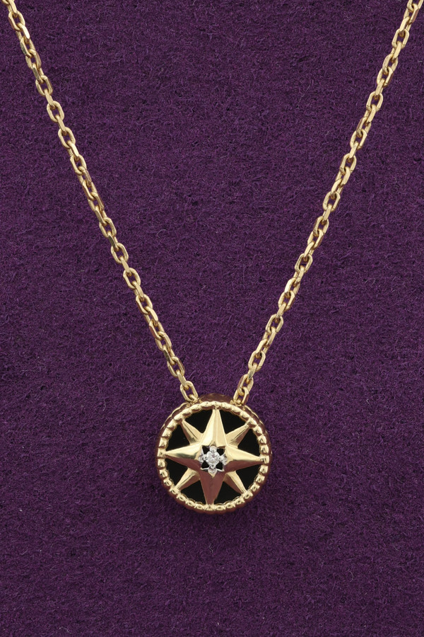 Колье из лимонного золота c бриллиантами и ониксом