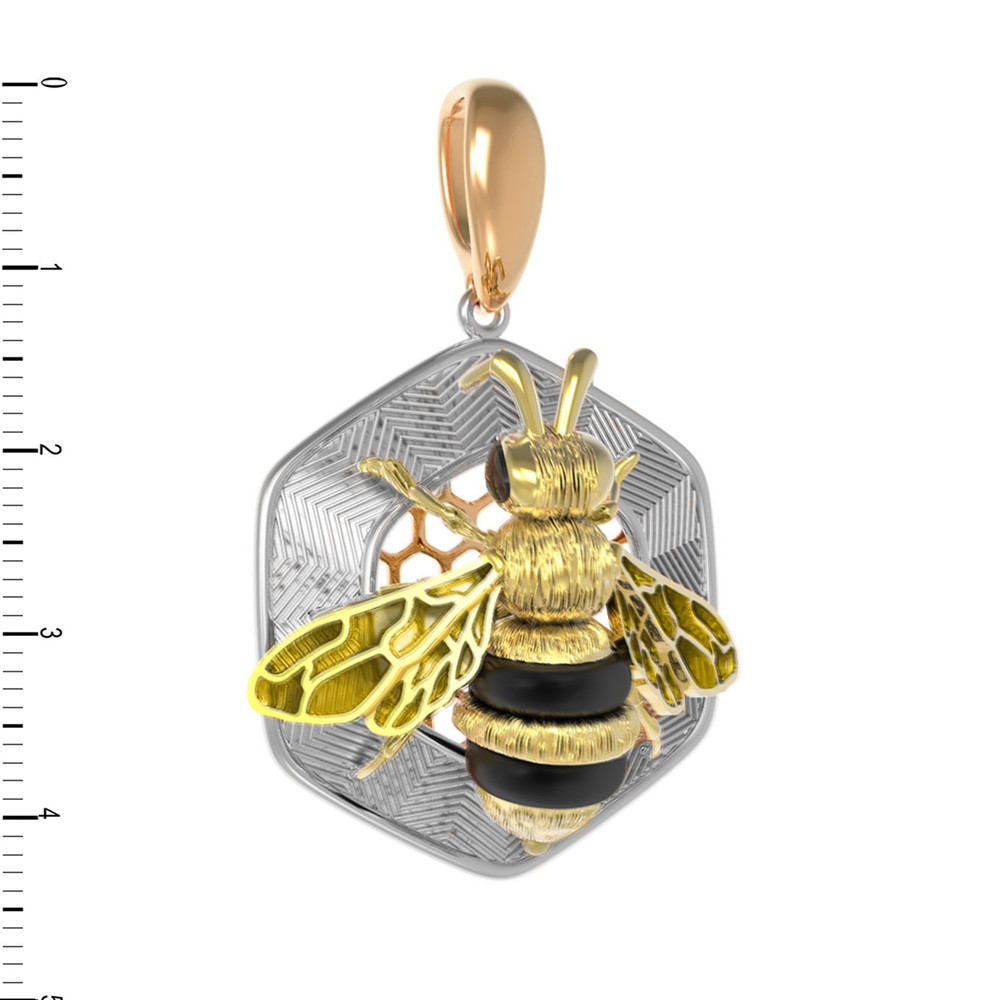 Подвеска из золота c эмалью, ониксом и эмалью