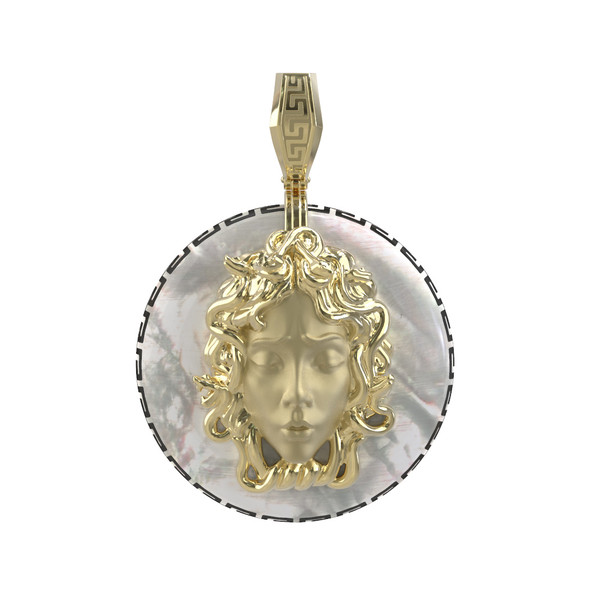 Подвеска из лимонного золота c эмалью и перламутром