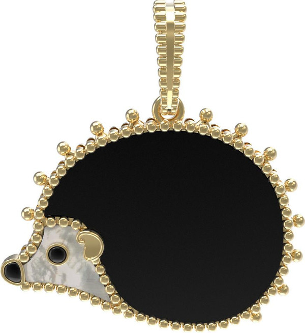 Подвеска из лимонного золота c эмалью, ониксом и перламутром