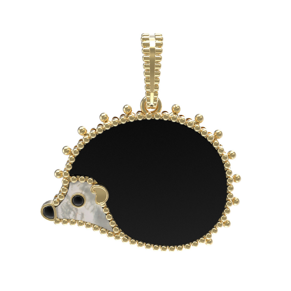 Подвеска из лимонного золота c эмалью, ониксом и перламутром